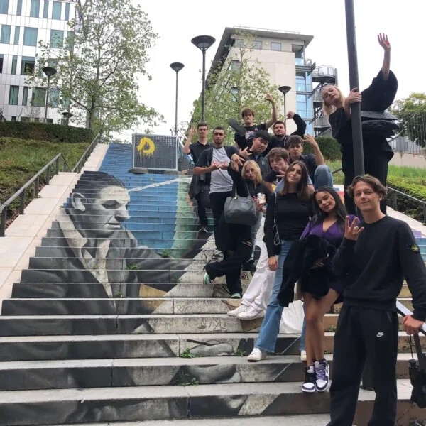 Trompe l'oeil sur un escalier peint dans le 13ème arrondissement à Paris