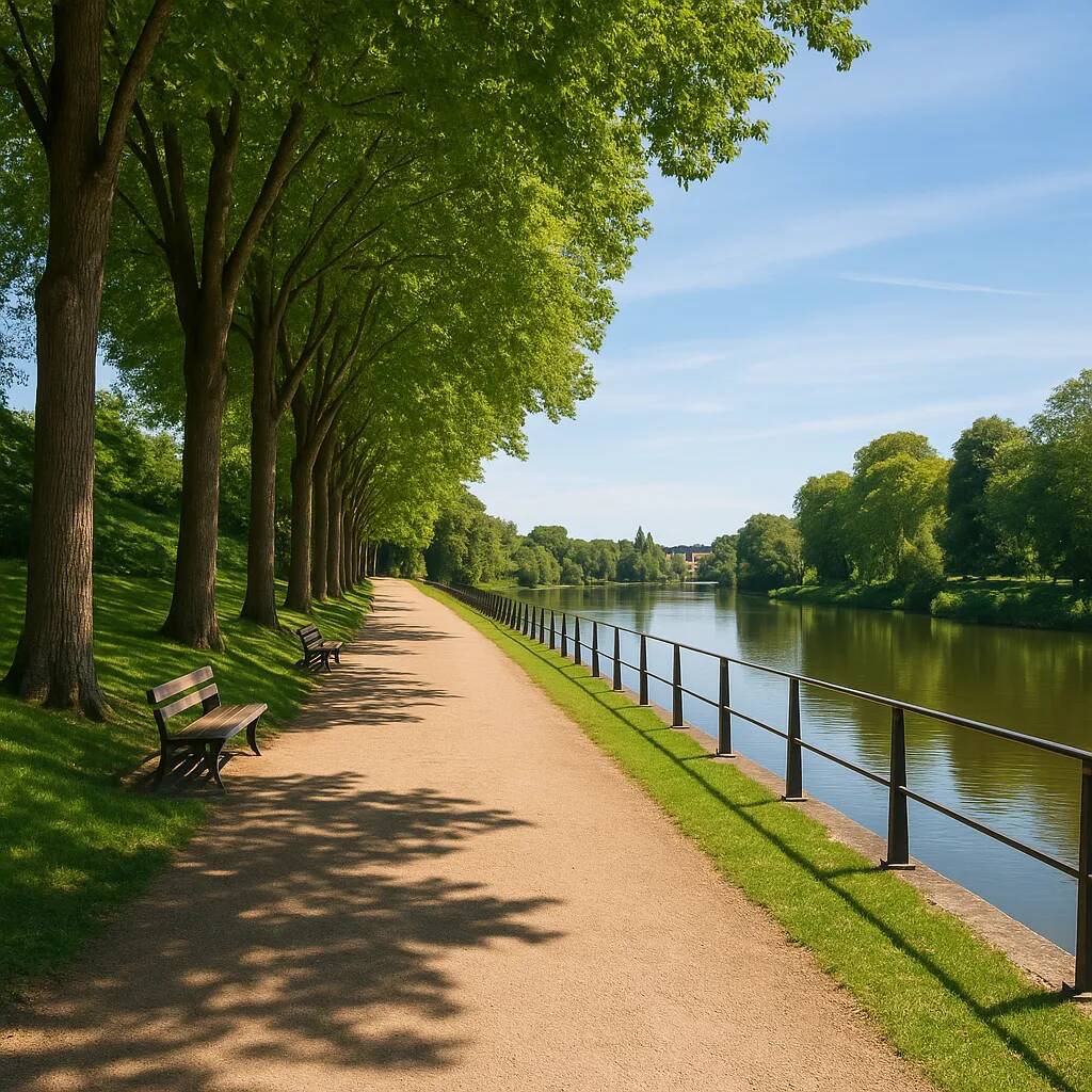 Illustration d'un fleuve et d'un chemin